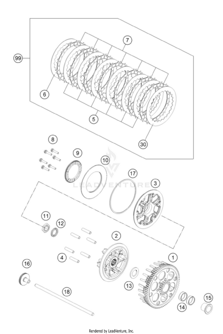Clutch 250 SX-F Engine - 2023 Schematic