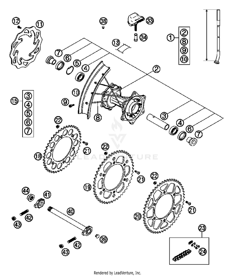 Rear Wheel 250 XC Chassis - 2007 Schematic