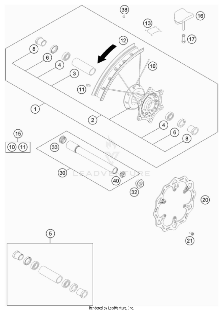 Front Wheel 150 XC-W US CHASSIS - 2024 Schematic