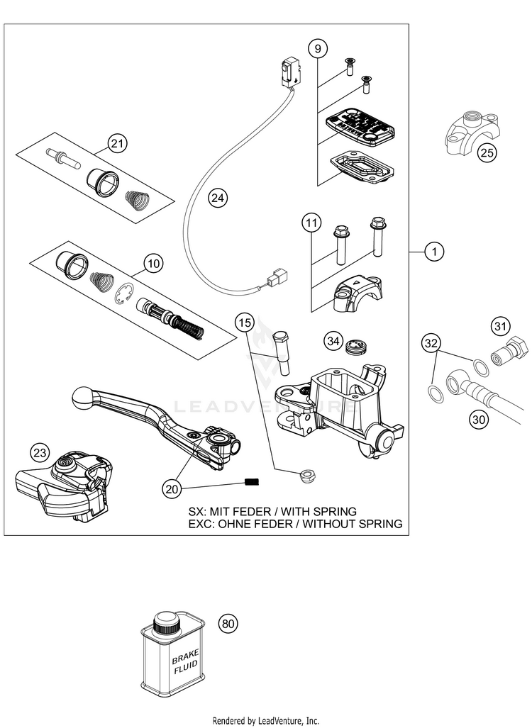 Front Brake Control 500 EXC-F SIX DAYS Chassis - 2021 Schematic