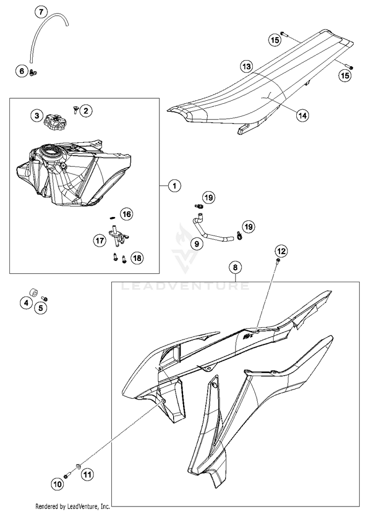 Tank, Seat, Cover 250 SX CHASSIS - 2017 Schematic