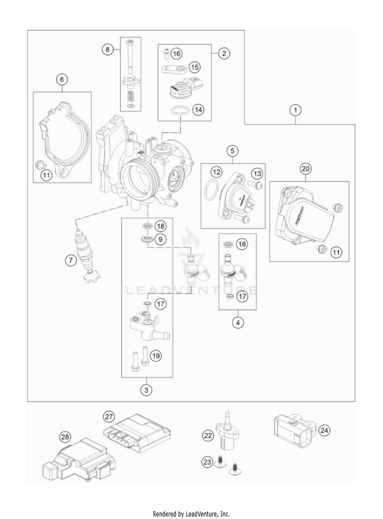 Throttle Body 350 SX-F Engine - 2023 Schematic