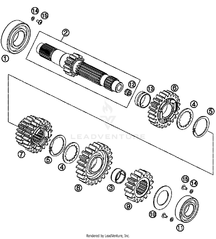 Transmission I - Main Shaft 690 Enduro Engine - 2011 Schematic