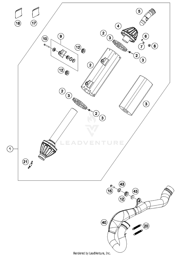 Exhaust System 450 SXF FACTORY EDITION Chassis - 2016 Schematic