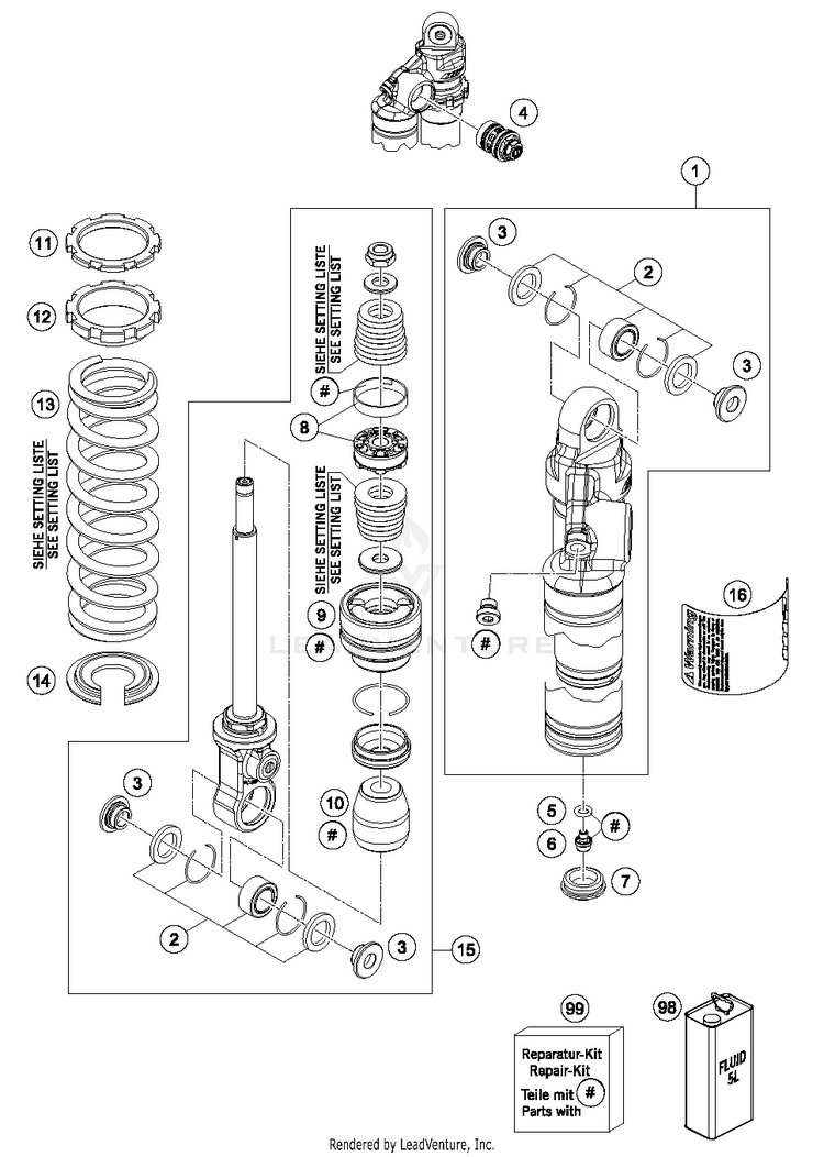 Shock Absorber Disassembled 65 SX MINI CHASSIS - 2018 Schematic