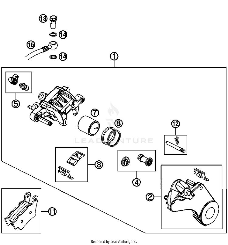 Brake Caliper Rear 690 Enduro Chassis - 2011 Schematic