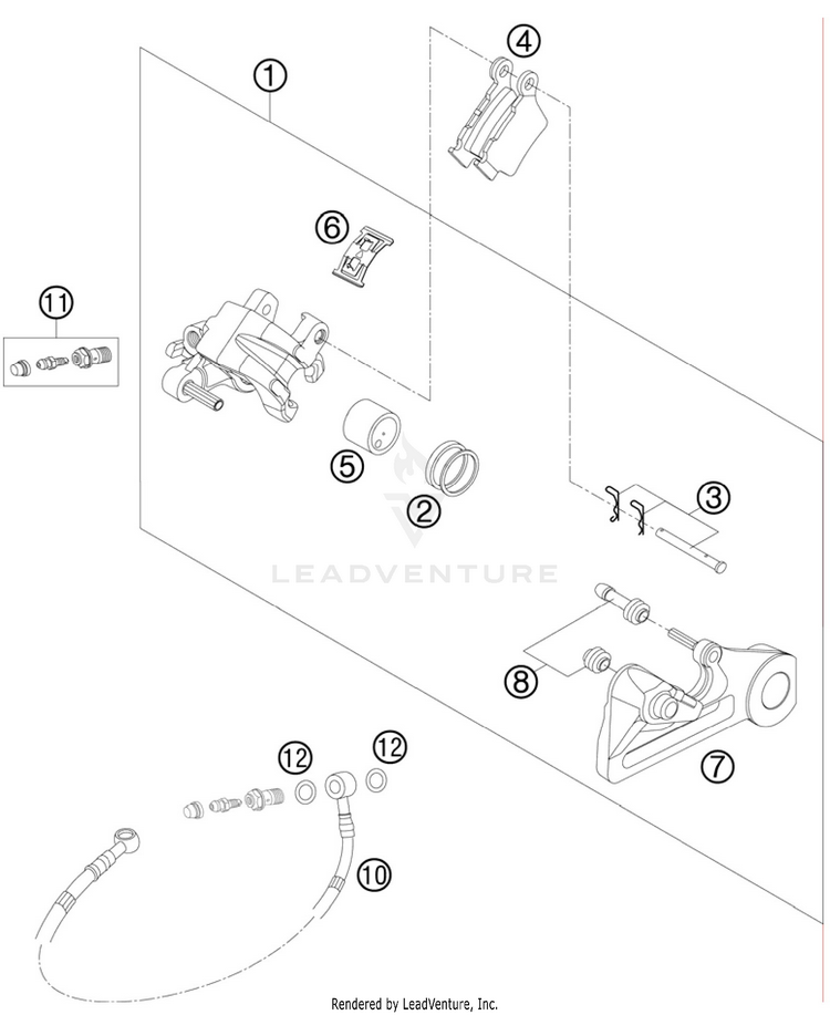 Brake Caliper Rear 300 XC Chassis - 2011 Schematic