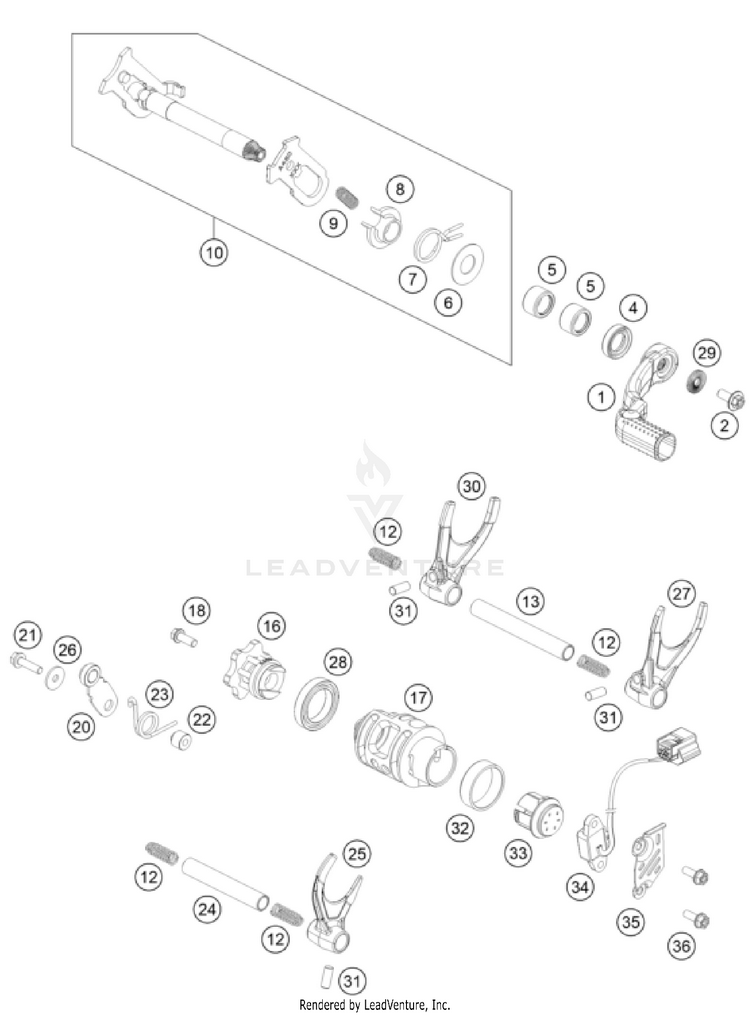Shifting Mechanism 450 SX-F / XC-F ENGINE - 2024 Schematic