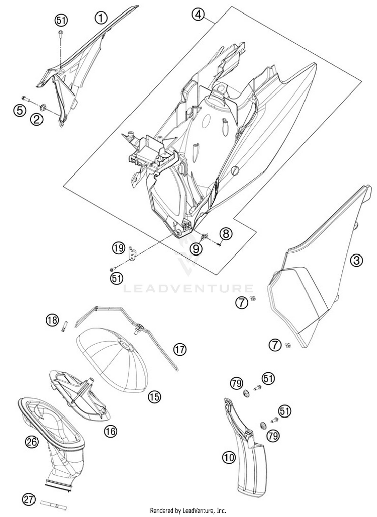 Air Filter 150 SX Chassis - 2012 Schematic