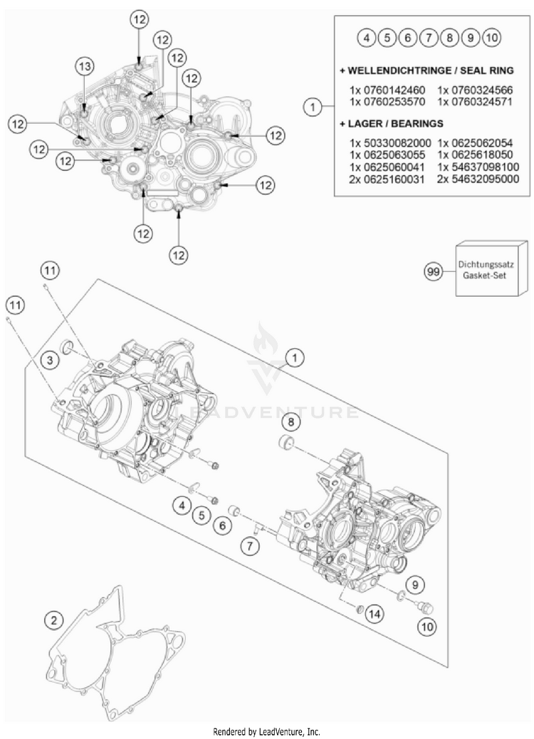 Engine Case 150 / EXC / XC-W Engine - 2022 Schematic
