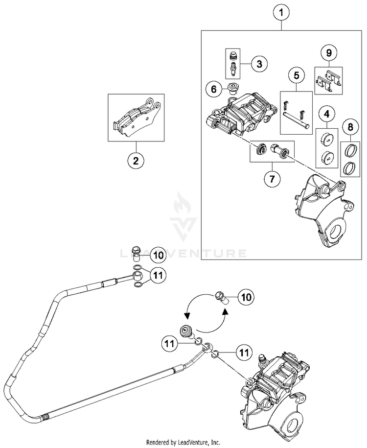 Rear Brake Caliper 1290 SUPER ADVENTURE R CHASSIS - 2018 Schematic