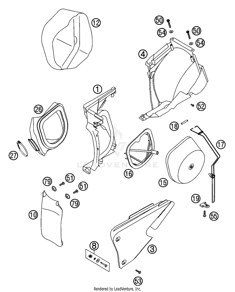 Air Filter Box 125 SX Chassis - 2002 Schematic