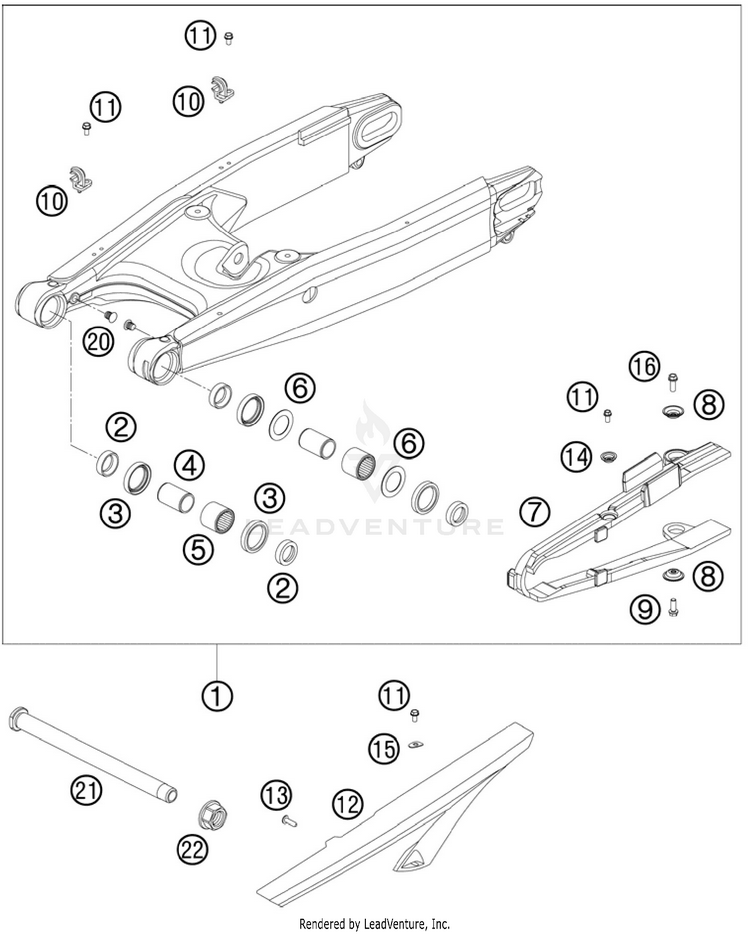 Swing Arm 990 Supermoto R Chassis - 2010 Schematic