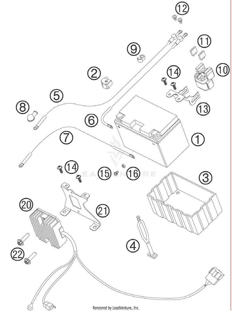 Battery 990 Supermoto R Chassis - 2010 Schematic