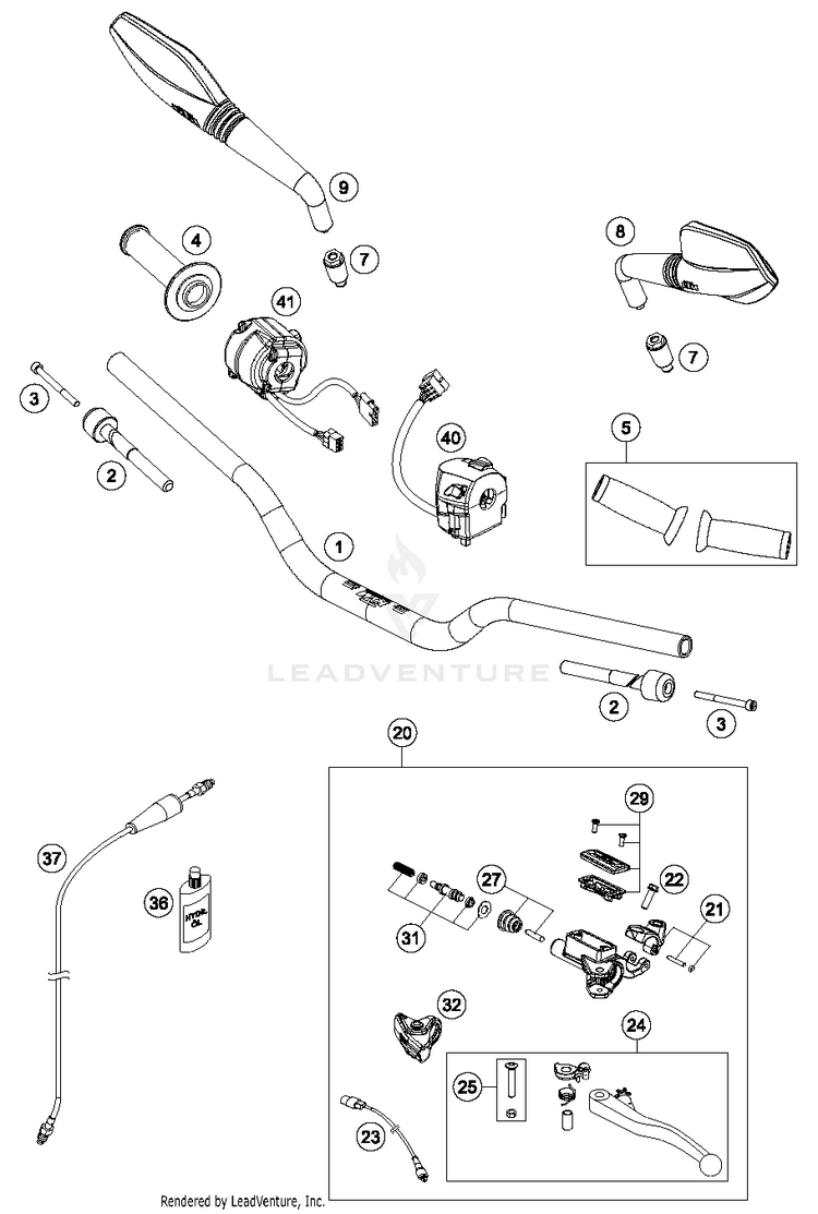 Handlebar, Controls 690 DUKE WHITE CHASSIS - 2017 Schematic