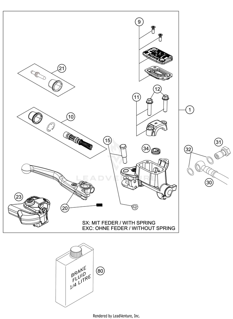 Front Brake Control 450 XC-F Chassis - 2021 Schematic