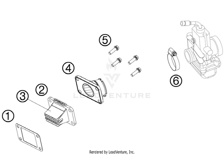 Reed Valve Case 65 SX Engine - 2011 Schematic