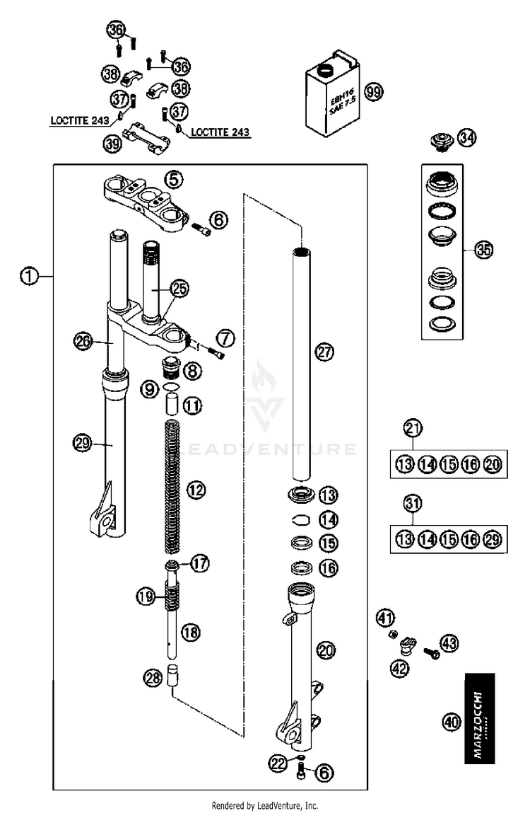 Front Fork 50 SX Junior Chassis - 2007 Schematic