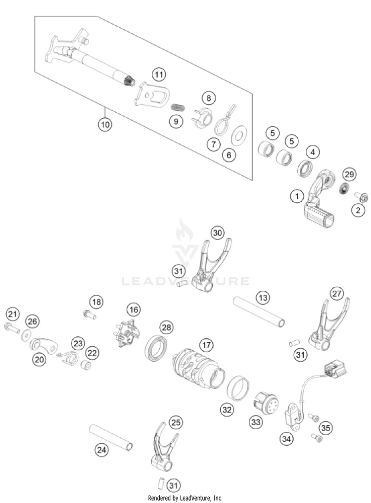 Shifting Mechanism 500 EXC-F USA Engine - 2022 Schematic