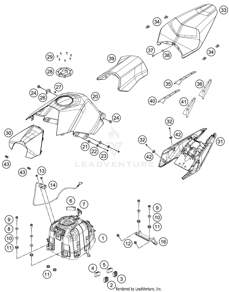 Tank, Seat RC 390 BLACK CHASSIS - 2018 Schematic