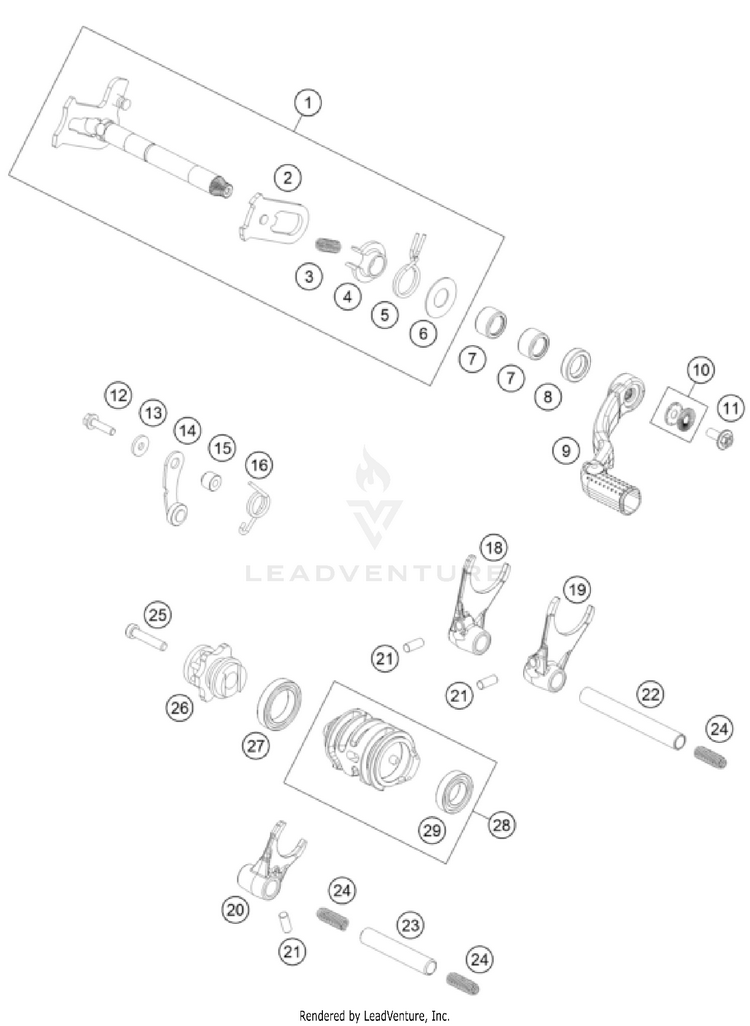 Shifting Mechanism 150 / EXC / XC-W Engine - 2022 Schematic