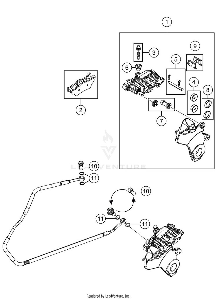 Rear Brake Caliper 1290 SUPER ADVENTURE R CHASSIS - 2020 Schematic