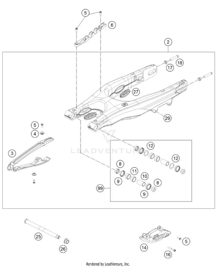 Swing Arm 250 XC CHASSIS - 2025 Schematic