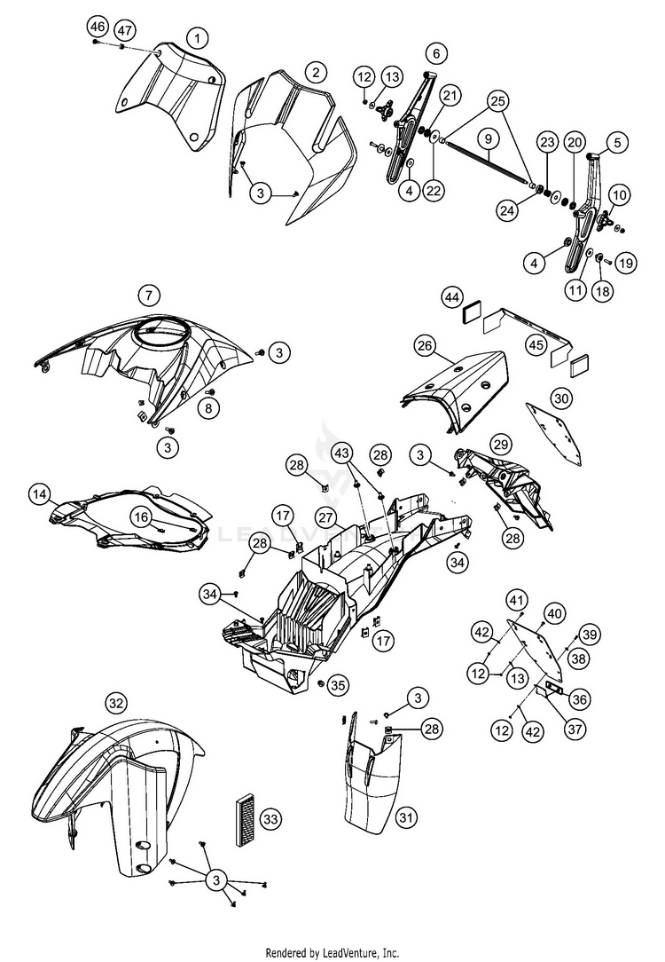 Mask, Fenders 1290 SUPER ADVENTURE R CHASSIS - 2020 Schematic