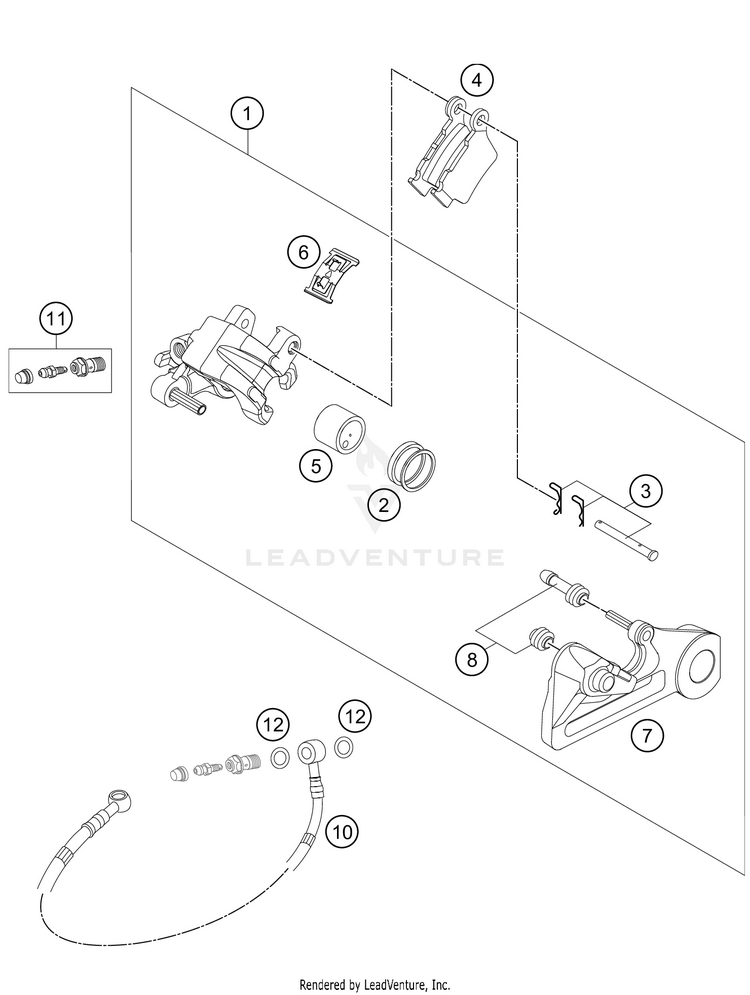 Rear Brake Caliper 500 EXC-F SIX DAYS Chassis - 2021 Schematic