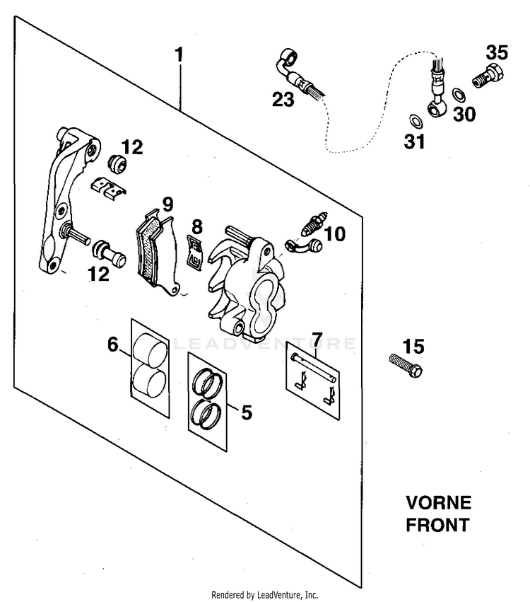 Brake Caliper Front 620 RXC Chassis - 1996 Schematic