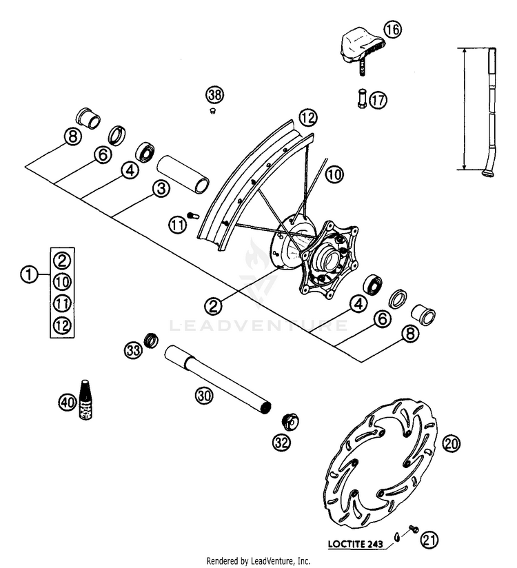 Front Wheel 200 EXC Chassis - 2003 Schematic