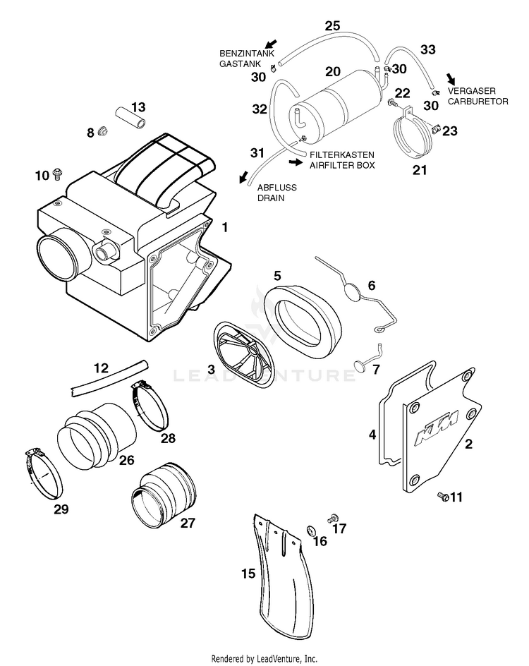 Air Filter Box 620 R Chassis - 1998 Schematic