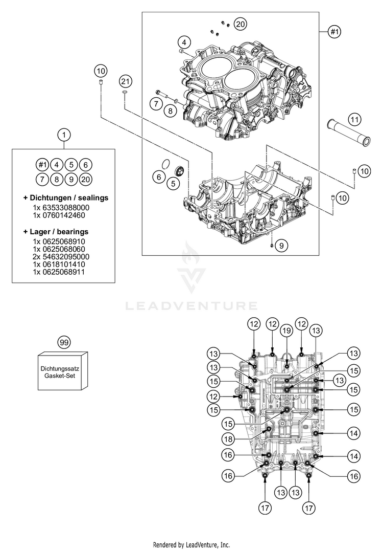 Engine Case 890 ADV R Engine - 2021 Schematic
