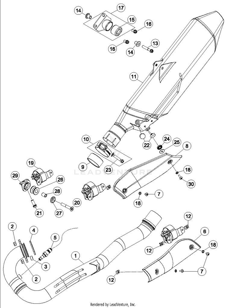 Exhaust System 690 ENDURO R Chassis - 2016 Schematic