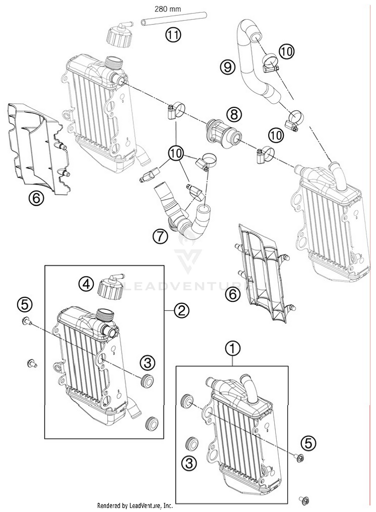 Cooling System 65 SX Engine - 2012 Schematic