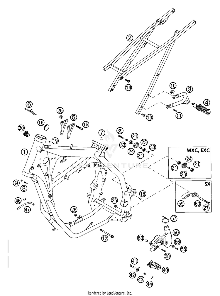 Frame, Sub Frame 125 SX Chassis - 2002 Schematic