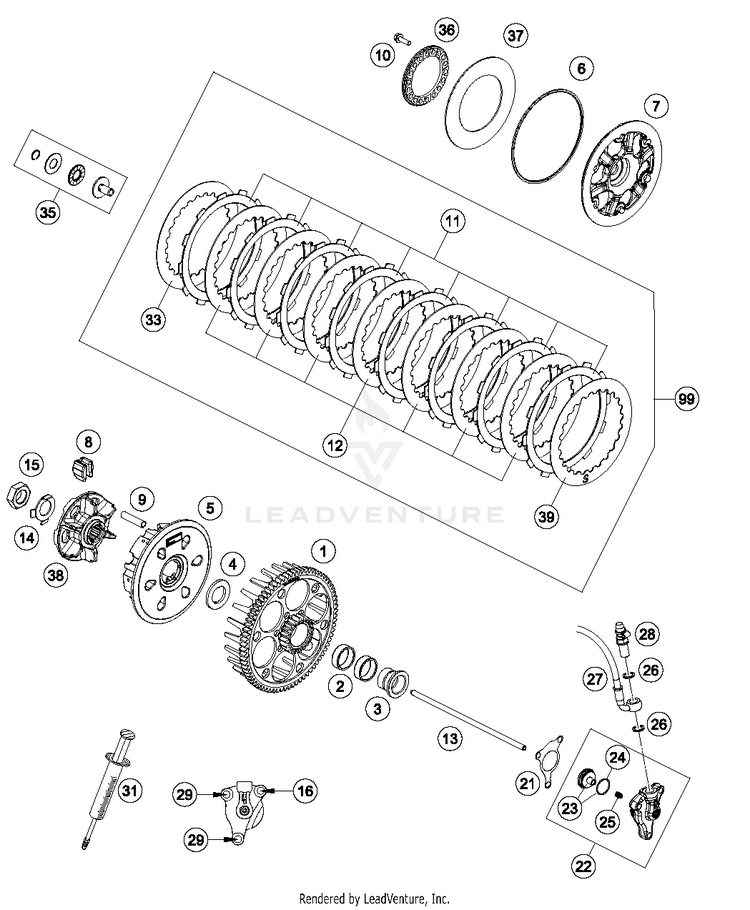 Clutch 500 EXC-F ENGINE - 2018 Schematic