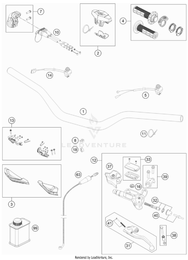 Handlebar, Controls 150 XC-W CHASSIS - 2023 Schematic