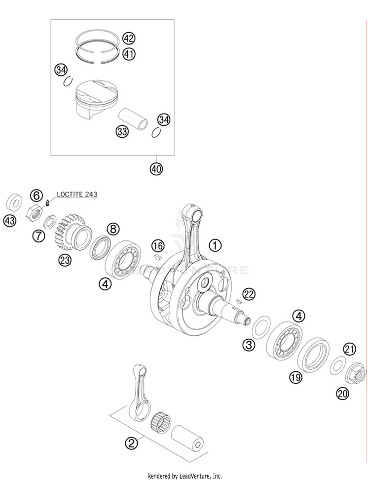 Crankshaft, Piston 250 SX-F Engine - 2010 Schematic