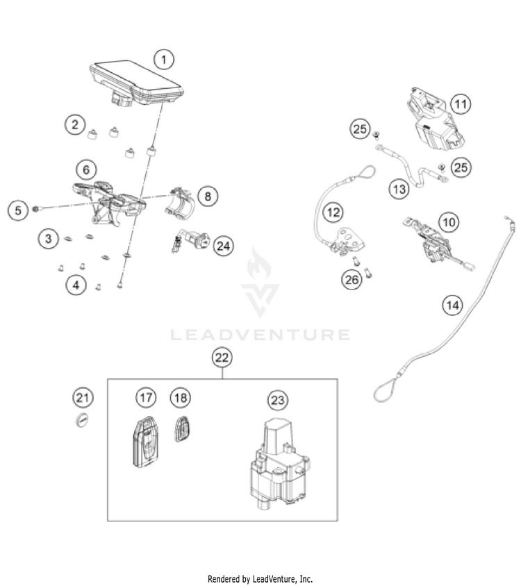 Instruments / Lock System 1390 SUPER DUKE R EVO, orange CHASSIS - 2024 Schematic