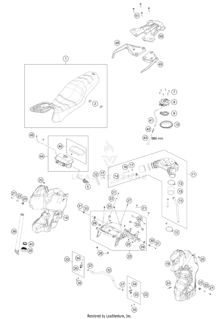 Tank, Seat 1290 SUPER ADVENTURE R OT CHASSIS - 2024 Schematic