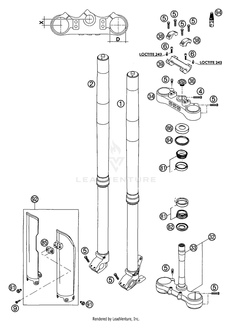 Front Fork Wp Usd 48 300 MXC Chassis - 2003 Schematic