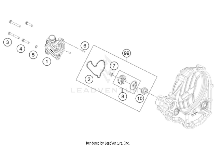 Water Pump 250 SX-F Engine - 2022 Schematic