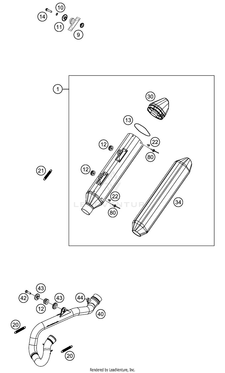 Exhaust System 450 EXC-F SIX DAYS CHASSIS - 2019 Schematic