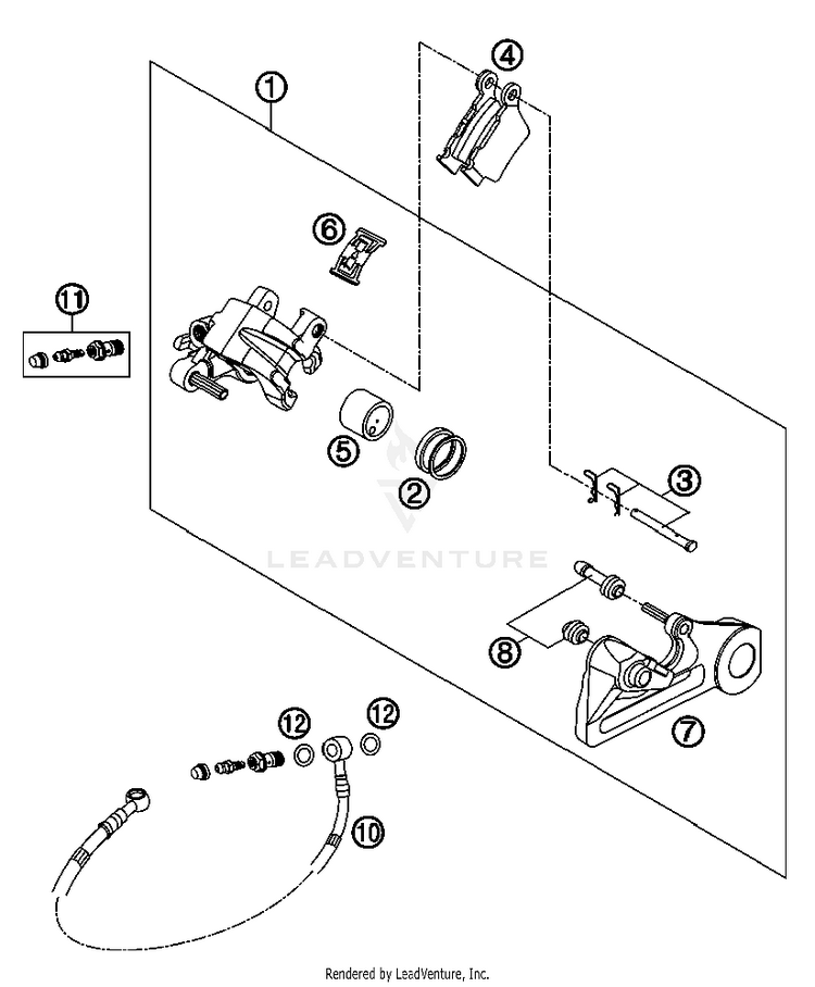 Brake Caliper Rear 350 EXC-F USA Chassis - 2013 Schematic