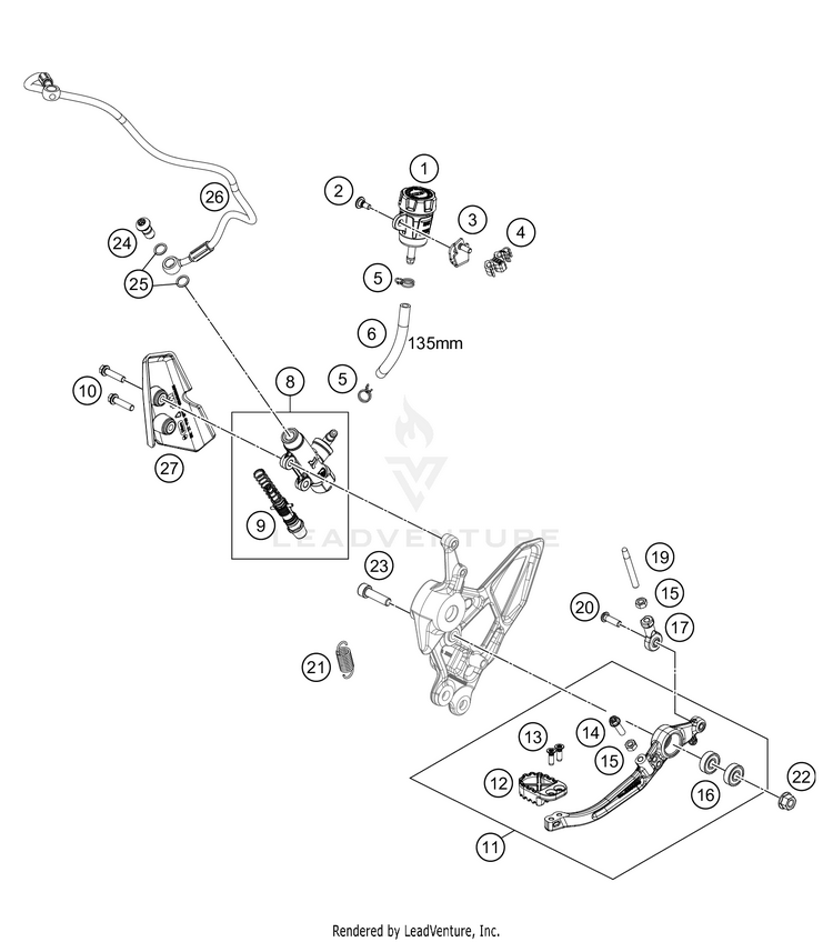Rear Brake Control 890 ADV R RALLY Chassis - 2021 Schematic