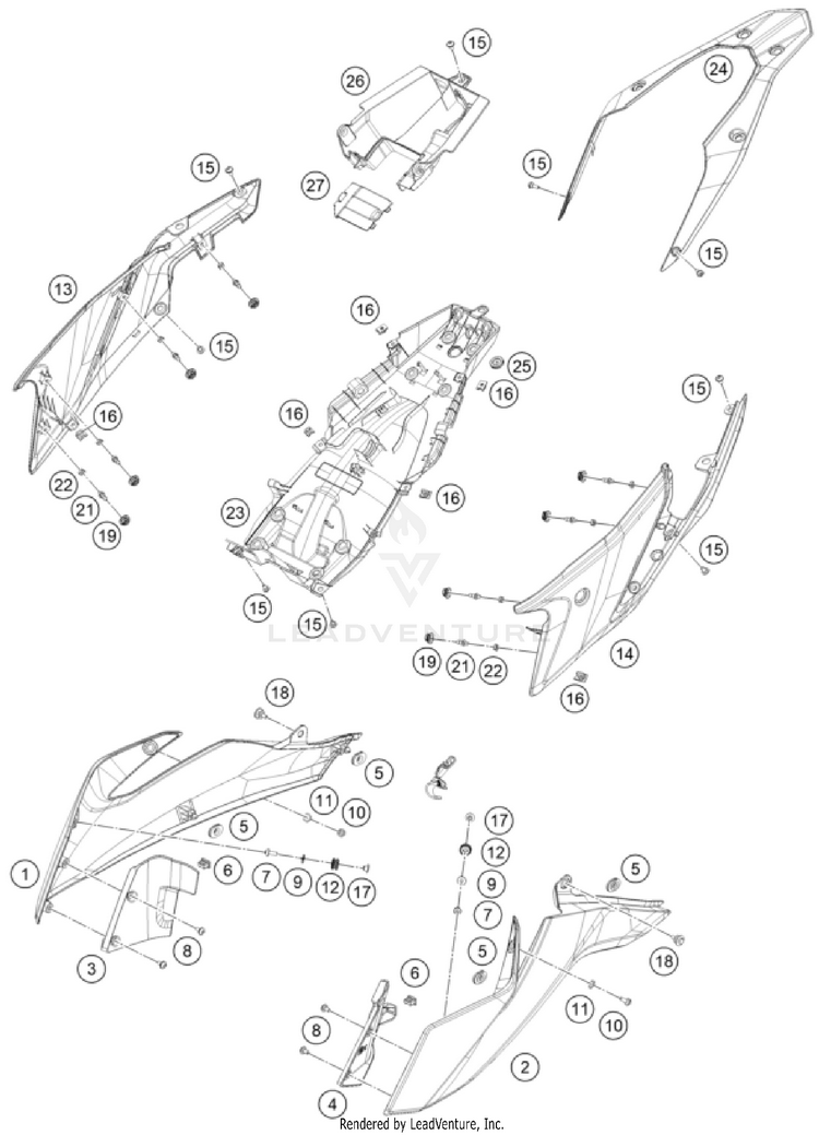 Side Trim 390 ADVENTURE SPOKE W, orange-B.D. CHASSIS - 2024 Schematic