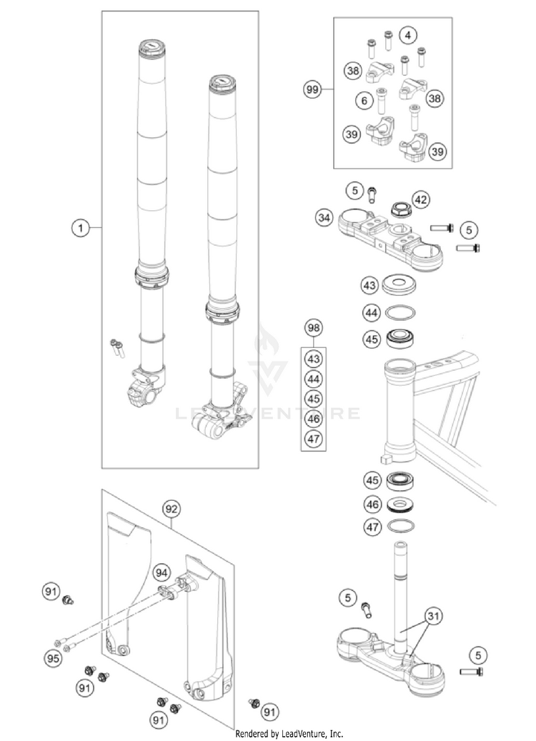 Front Fork, Triple Clamp Schematic