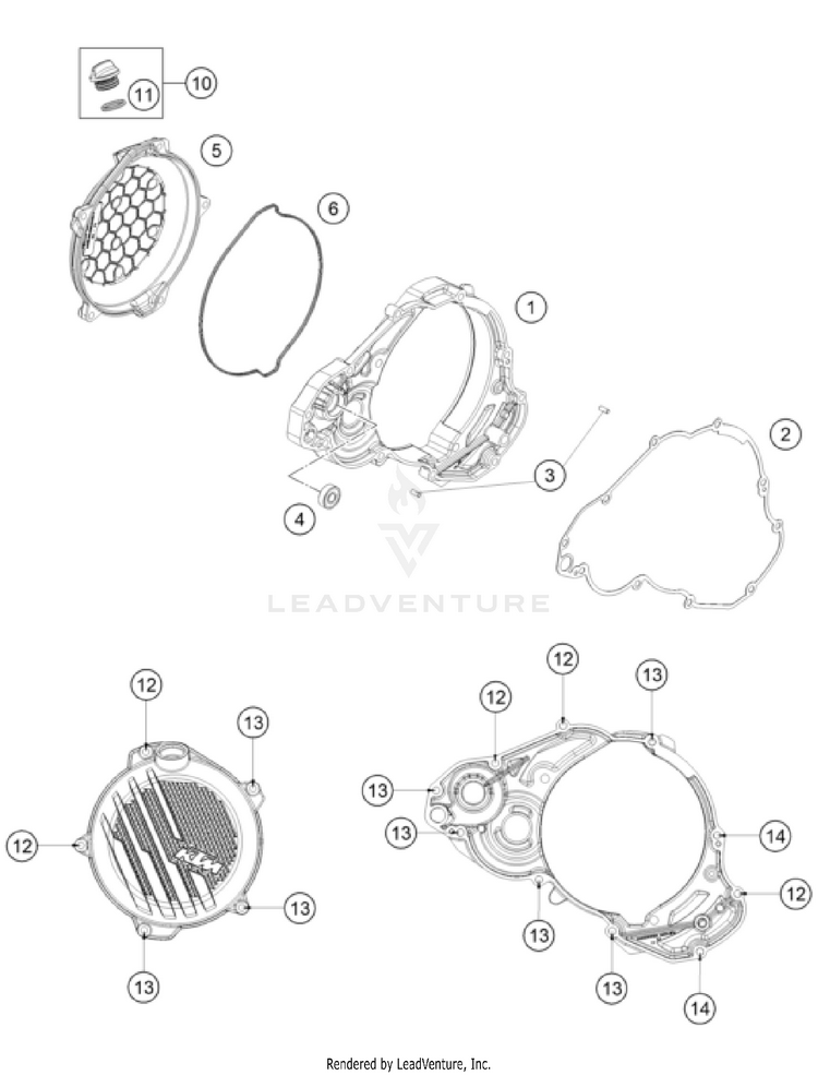 Clutch Cover 250 SX Engine - 2023 Schematic
