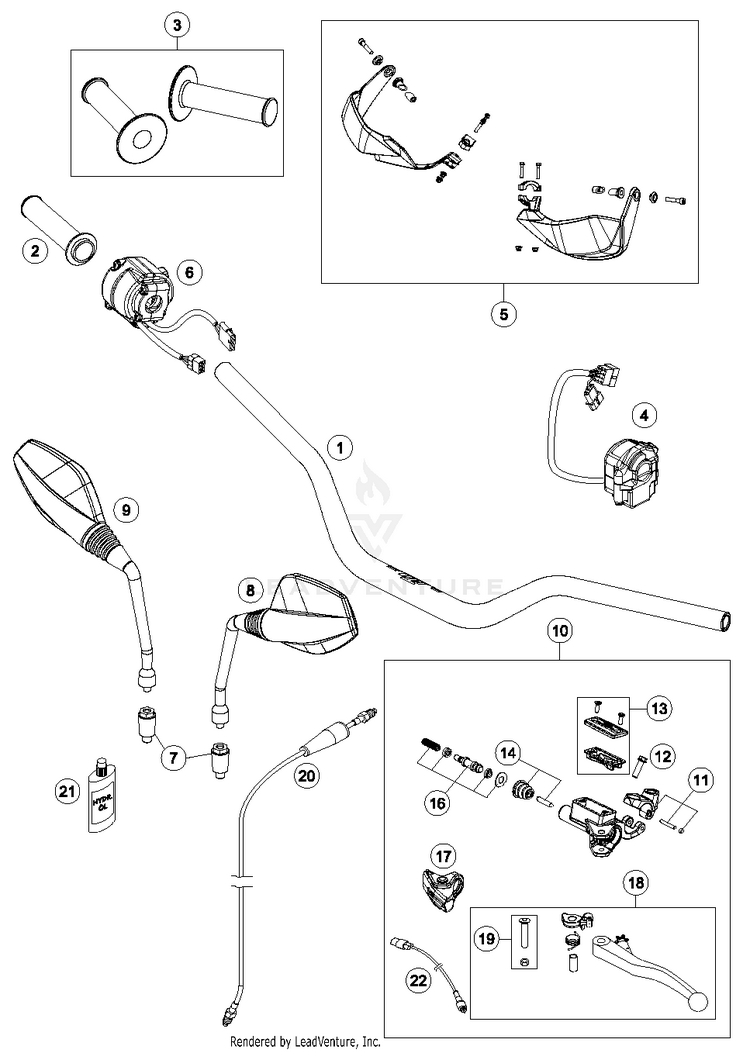 Handlebar, Controls 690 ENDURO R CHASSIS - 2017 Schematic